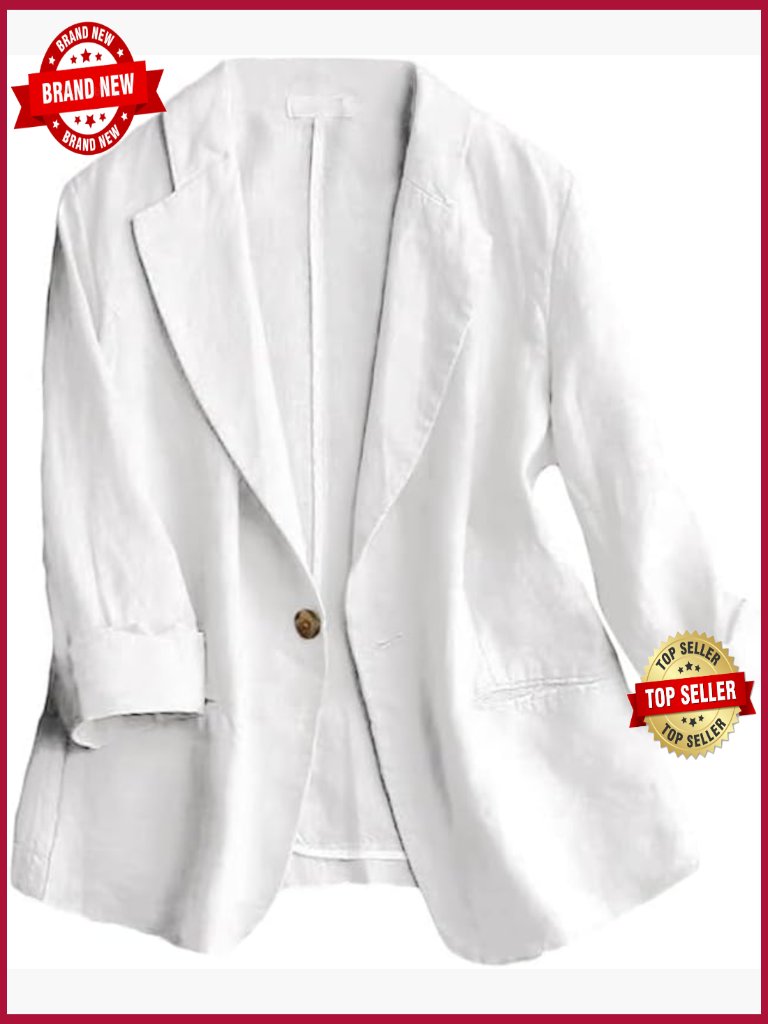 Women's Linen Blazer 3/4 Sleeve Lightweight Casual Spring Summer Jacket